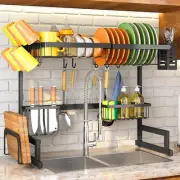Over The Sink Dish Drying Rack, Adjustable (26.8" to 34.6") Large Black