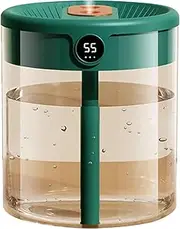 Humidifiers 2L Portable Dual Nozzle Humidity Diffuser with Night Light Cool Mist Digital Display for Car Baby Room USB Humidifier(Green)