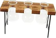 BAZEITFLOW 1 Set Desktop Glass Planter with Wooden Rack Bulb Hydroponic Vases for Home Decor Stylish Plant Propagation Station for Office and Room Decoration