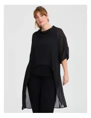 [Taking Shape] Chiffon Ada Long Slv Layering Top Black
