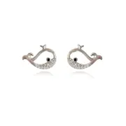 Culturesse Austrian Cubic Zirconia Little Whale Stud Earrings Sterling Silver