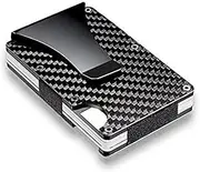 [Ancocs] Men's Wallet, Slim Wallet with Money Clip, Simple Wallet for Men Gifts, RFID Blocking Carbon Fiber Cash Credit Card Holder, Black1, Medium, Minimalist