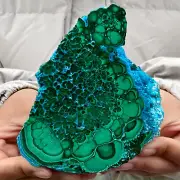 379G Natural silica malachite slice crystal luster quartz mineral specimen heali