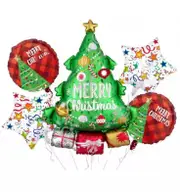 5Pcs Christmas Tree Theme Foil Balloon Set Kids Xmas Party Decoration