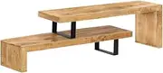 vidaXL Solid Mango Wood TV Stand with Wrought Iron Legs - Adjustable, Polished and Lacquered