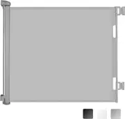 Retractable Safety Gate for Baby Dog, Sulishang Durable Portable Mesh Retractable Gate, Extends up to 71" Wide for Doorways Grey
