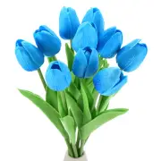 20pcs Tulips Artificial Flowers, Fake Tulip Stems Real Touch (Light Blue)