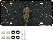 AIXIWAWA License Plate Golden Human Print for Automobile Front Rear 12x6 in Standard Aluminum Alloy Metal Car Tags Decorative Plates