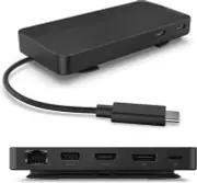 USB-C Dual Display Travel Dock, 7 Ports, HDMI & DP Ports Support Dual Displays a