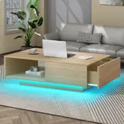 1 Drawer ALFORDSON Coffee Table LED Gloss Wood