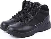 [Lfzhjz] Men's Waterproof Military Tactical Combat Boots, Leather Motorcycle Work Boots, Lightweight Non-Slip Hiking Boots