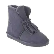 BEARPAW Christie Suede Sheepskin Fringe Boot with NeverWet -Charcoal -13