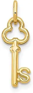 [JewelryWeb] 14ct Solid Polished Gold S Key Charm Pendant Necklace 15.53x6.88mm Wide