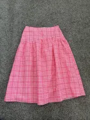 NWT Top Shop Seersucker Pink Gingham Neon Maxi Skirt Drop Waist Size 10