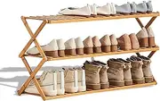 2 to 5 Tier Shoe Rack, Multi Tier Foldable Bamboo Shoe Organizer Rack Multifunctional Storage Free Standing Shoe Shelf. (3 Tier (39 feet Wide))
