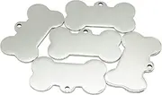 StayMax Stainless Steel Blank Bone Shape Dog Tags Stamping Blanks with Key Rings 10 Pack