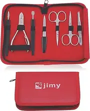 Jimy Manicure Kit 7Pcs, Personal Care Stainless Steel Professional Manicure and Pedicure Kit for Nails, Toenails, Cuticles, Perfect Nail Care Kit for Men, Women, Travel & Gift-Giving