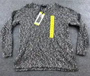 Buffalo David Bitton Sweater Womens Small Black White Heathered Side Slits NWT