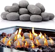 48 Pcs Lava Rocks for Fire Pit, 2"-3" Decorative Firepit Rocks Ceramic Fiber Pebble Stones Natural Lava Stones for Outdoor Indoor Gas Fireplace Landscaping(Gray)
