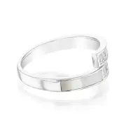 Sterling Silver Rhodium Plated White Shell Pearl And Cubic Zirconia Crossover Ring, M