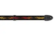 XTR Guitar Strap Flames 1 Design 2 Inch Poly Material, Leather Ends