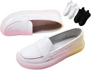 [ZSCAL] Women Moccasins, Women Spring Summer Nurse White Breathable Leather Career Shoes, Fashionable Soft Bottom Non Tiring Feet Slip-On Loafer Shoes, for Mother's Day Surprise for Mom