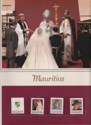 Prince Charles & Princess Diana Royal Wedding Philatelic Panels Mauritius Stamps