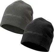 [Yenvory] Thermal Fleece Hat, Pack of 2, Black & Grey, Elastic Warm Running Hat, Cycling Hat for Men and Women, Black, 52