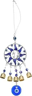 Kisangel Blue Moon Ornament Wind Chime Decor Wind Bell Pendant Tapestry Wall Hanging Blue Evil Eye Wall Decor Wind Bell Decoration Outdoor Evil Eyes Hanging Ornament Car Hanging Decor Alloy