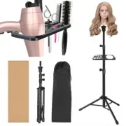 50 Inch Wig Stand Tripod with Tool Tray Adjustable Mannequin Head Stand Metal
