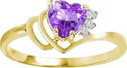 [Galaxy Gold GG] Galaxy Gold 14k Solid Gold Ring with Natural Diamonds and Amethyst
