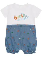 GUESS Blue Mixed Fabric Shortie Size: 12M, Spandex