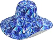 [Yoogain] Diamonds Royal Blue Foldable Women Hats for Summer for Golf Decorative Sun Visor Hats Wide Brim for Trucker Sunproof Gorra la para Mujer, Diamonds Royal Blue, One Size