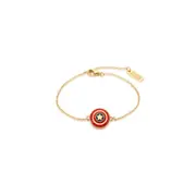 Couture Kingdom Sterling Silver Marvel Captain America Enamel Bracelet Gold