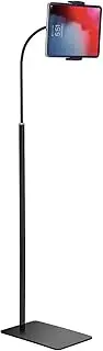 Gooseneck Tablet Floor Stand，360-degree Rotatable Metal Tablet Holder with Flexible Gooseneck Holder Long Arm, Compatible with iPad Mini Air Pro, All Cell Phones iPhone & Tablets (4.5-13 inch) (Black)