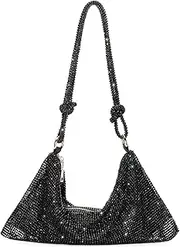 [JQWSVE] Rhinestone Purses for Women Chic Sparkly Evening Handbag Bling Hobo Bag Shiny Silver Clutch Purse for Party