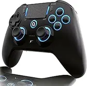 QRD Spark N5 Wireless Controller for PS4 Pro Slim PS3 PS2 Steam Deck PC Windows Mac iOS Android TV Box, Halleffect Gamepad Joystick with 3.5mm Audio Port+Speaker+Mic, Macro N1+N2, Turbo Speed Up