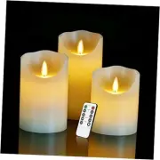 Flameless LED Candles 4" 5" 6" Set of 3 Dripless Real Wax Pillars Include