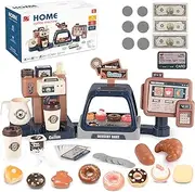 Toy Coffee Maker Machine and Cash Register Kit with Sound Light, GAGAKU Kids Kitchen Pretend Play Sets Kitchen Appliances Toy for Boys Girls