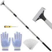 Floor Scraper, 31" to 61" Scraper Tool Long Handle with 4-inch Razor Blade St...