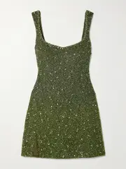 [Clio Peppiatt] Clio Peppiatt - Embellished Stretch-tulle Mini Dress - Green - x large x large Green