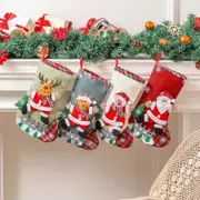 4 Pack Christmas Stocking Hanging Stockings Xmas Gift Bags Fireplace Decoration Socks