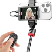 King Ma 4K Phone Vlog Selfie Monitor Screen, Wired Mini Monitor for iPhone Rear Camera with Magnetic Phone Clip & Bluetooth Remote Control for Vlogs Live Streams TikTok (Not 4K 60fps)