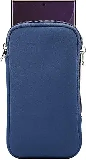 Neoprene Phone Pouch Sleeve Carrying Case with Neck Lanyard for Samsung Galaxy S23 Ultra S22 / S21 Ultra A16 A23 A03S A05 A14 A13, Moto G Stylus 5G / G Power/G 5G / G Play (2024 2023) (Blue-XL)