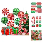 32Pcs Christmas Foil Balloons, Large Candy Cane Swirl Mylar Balloons with Rib...