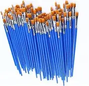 60 Pcs Flat Paint Brushes with Nylon Hair,Small Brush Bulk for Detail Painting,Short Plastic Handle,Acrylic Oil Watercolor Fine Art Painting for Kids,Students,Starter,Teens, Adults