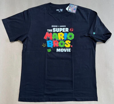 Uniqlo Super Mario Bros Brothers Movie Nintendo t-shirt, Large, Black, NEW