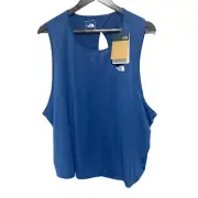 The North Face Top Womens 3X Plus Blue Cropped Wander Crossback Tank Activewear