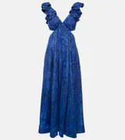 [Zimmermann] Zimmermann Ruffled paisley silk midi dress AU 14 blue