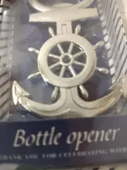 BOTTLE OPENER/ Nautical, Silver, Pirate Ship Wheel Anchor/ Bottle Opener